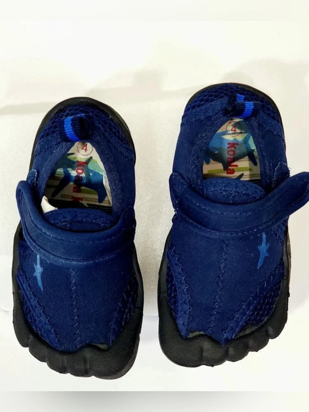 Koala Kids Navy Water Shoes with Hook-and-Loop Strap Closure Size 4 Toddler EUC